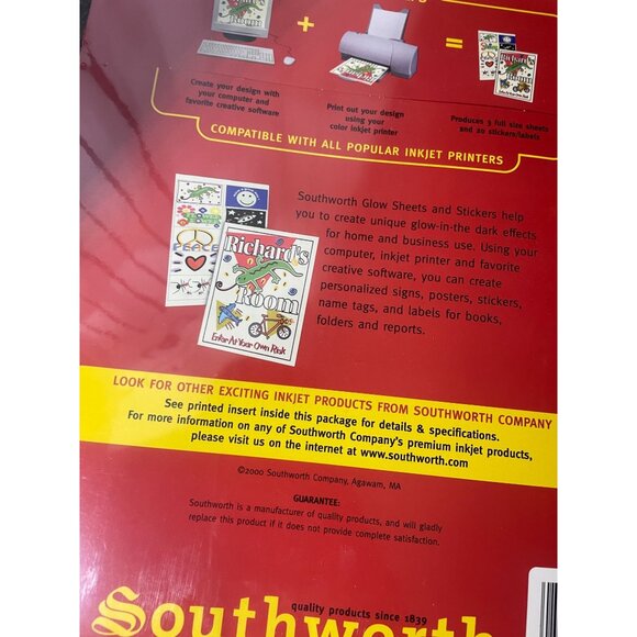 New Soouthworth Glow sheets & Stickers InkJet printable repositionable 5 Sheets - Picture 5 of 6